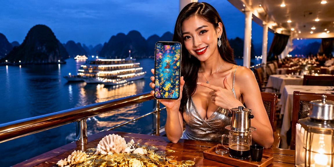 Người dùng truy cập keonho trên điện thoại tại quán cà phê Hạ Long Bay